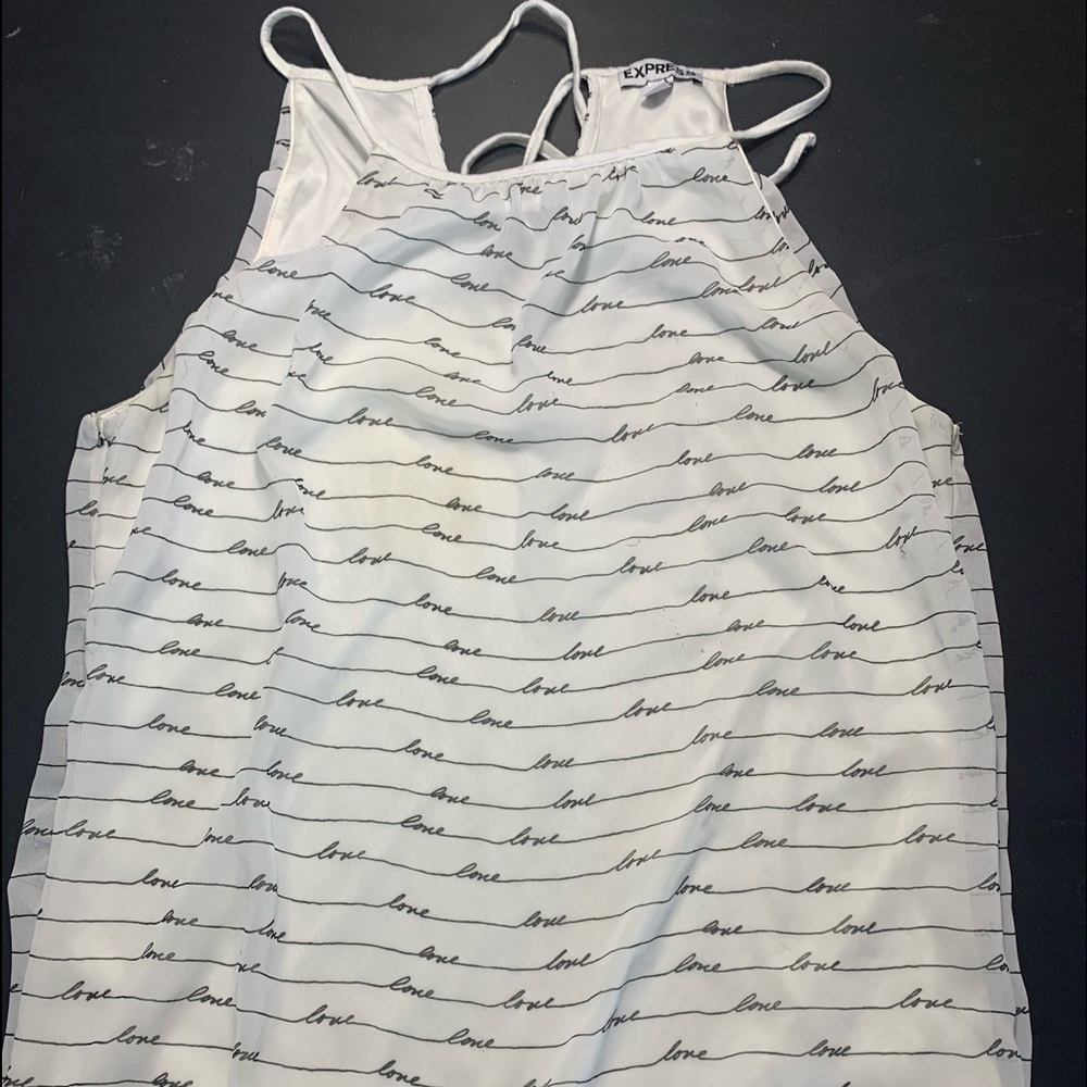 Express XS “love” white Tank Top new condition